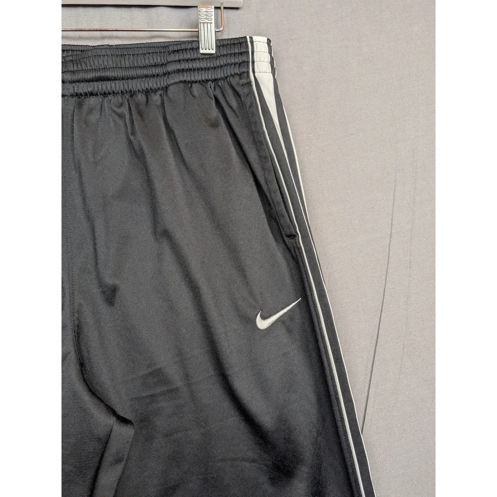 Nike Mens Track Pants Black White Side Stripe Elastic Waist Ankle‎ Zip LT